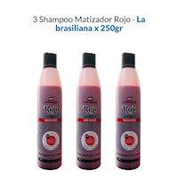 3 Shampoo Matizador Rojo - La Brasiliana 250Gr