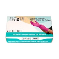 Flower Secret Guantes De Nitrilo Rosa 100Pz