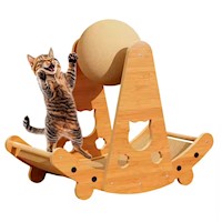 Rascador para Gatos con Pelota Cartón y Madera 52x25.6x45.6 cm Mod. B