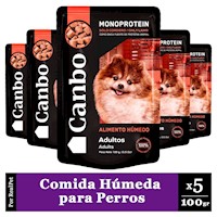 Pack x5 Comida Húmeda Perro Adulto Canbo Cordero 100gr
