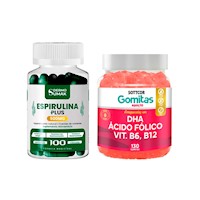 Espirulina Plus 500Mg 100Cap + Gomitas Con Dha, Ácido Fólico, B6 Y B13