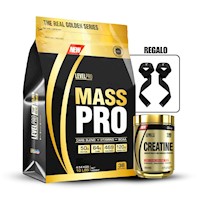 Mass Pro 10Lbs Rich Chocolate+Creatina Level Pro 250Gr+Straps