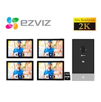 Kit Videoportero Inteligente HP7 2K Exterior Eviz + 3 MONITORES 64GB
