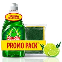 Lavavajillas Líquido Ayudín Limón y Sábila 280ml + Esponja