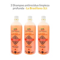 3 Shampoo Antiresiduo Limpieza Profunda - La Brasiliana 1Lt