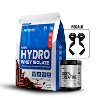 100% HYDRO WHEY ISOLATE CHOCOLATE 2.43LB + UNIVERSE NUTRITION 150GR + STRAPS