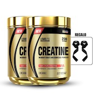 Creatina Monohidrata Level Pro 500Gr Pack X2+Straps