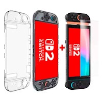 Pack Case para Nintendo Switch 2 + Mica de Vidrio Rígido Transparente