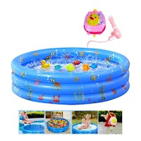 Piscina Inflable Grande Mundo Marino Celeste +Chisguete Mochila Patito