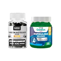 Carbón Activado 400Mg 100Cap + Gomitas Espirulina, Zn, Se, Vit A Y E