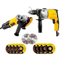 Taladro 1/2 800W STDH8013 + Esmeril 4 1/2 750W SG7115V10-B2
