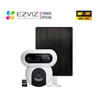 Ezviz Cámara wifi HB90 Dual Kit 4MP + 4MP Dual Lens Batería Panel 64GB