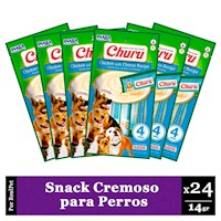 Snack Cremoso Perro Churu Pollo y Queso 6 sobres x 4 tubos