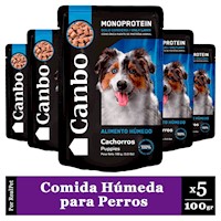 Pack x5 Comida Húmeda Perro Cachorro Canbo Cordero 100gr