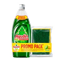 Lavavajillas Líquido Ayudín Lima y Limón 640ml + Esponja