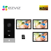 Ezviz Videoportero Inteligente HP5 2MP 3 Métodos Apertura + 2 Monitores 64GB