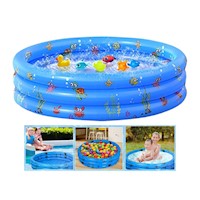 Piscina Inflable Redonda Grande Mundo Marino Con Refuerzo Celeste