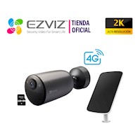 Cámara EB3 4G 2K Ezviz Inteligente Exterior Batería Panel solar 128GB