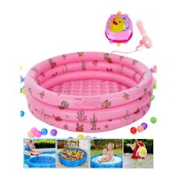 Piscina Inflable Grande Mundo Marino XXL Rosa +Chisguete Mochila Patito