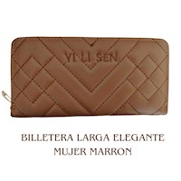 Billetera Larga Elegante Mujer Marron