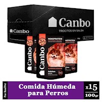 Pack Caja x15 Comida Húmeda Perro Adulto Canbo Cordero 100gr