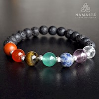 Pulsera 7 Chakras con Lava volcánica