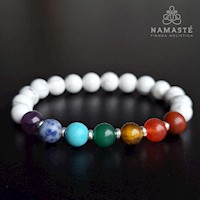 Pulsera 7 Chakras con Howlita Blanco