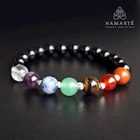 Pulsera 7 Chakras con Onix brilloso