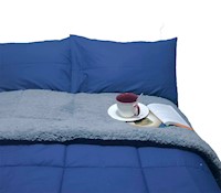 Edredón Bramante Algodón Azul Acero con Sherpa Premium y Microfibra