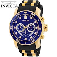 Reloj Invicta Pro Diver 6983 Para Hombre Fecha Cronómetro Negro Dorado Dial Azul