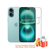 APPLE IPHONE 16 128GB VERSION CHIP FISICO TEAL + MICA HIDROGEL Y CARGADOR 20W ORININAL