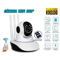 Cámara de Seguridad 360º 3 Antenas 1080P WiFi Inteligente MicroSD 64GB