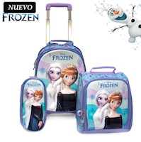 Set de Mochila con Ruedas Lonchera y Cartuchera FROZEN A4