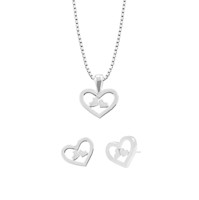 Set de Collar y Aretes Corazon en Plata 925