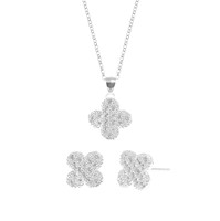 Set Collar y Aretes Trébol Plata 925