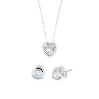 Set de Collar y Aretes Corazón Plata 925