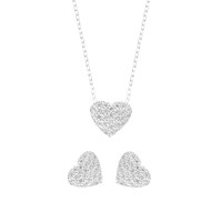 Set de Collar y Aretes Corazón Radiante Plata 925