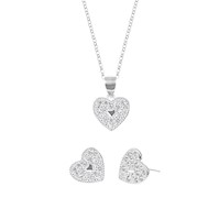 Set Collar y Aretes Corazón Plata 925