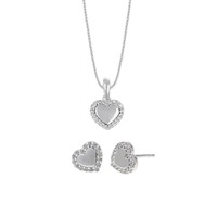 Set de Collar Y Aretes Corazón Plata 925