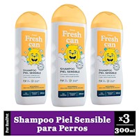 Pack x3 Shampoo para Perros Fresh Can Piel Sensible Frasco 300 ml
