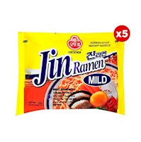 Jin Ramen Mild - 5 Pack - Sopa Instantánea sabor a carne de Res