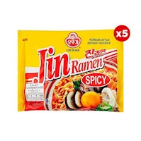 Jin Ramen Spicy - 5 Pack - Sopa Instantánea sabor a carne de Res