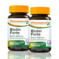 Biotin 5,000Mcg Pharmatech 60 Caps Blandas Pack X2