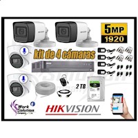 Kit 4 Cámaras de Seguridad Hikvision 5Mp Mas 02 Cámaras Audio Incorporado
