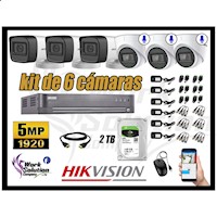 Kit 6 Cámaras de Seguridad Hikvision 5Mp 03 Cámaras Audio Incorporado