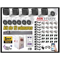 Kit 12 Cámaras de Seguridad Hikvision 5Mp mas Disco 1Tb Completo