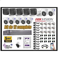 Kit 12 Cámaras de Seguridad Hikvision 5Mp 06 Cámaras Audio Incorporado
