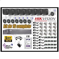 Kit 16 Cámaras de Seguridad Hikvision 5Mp 6 Cámaras Audio Incorporado