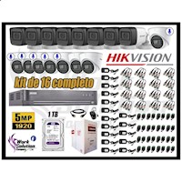 Kit 16 Cámaras de Seguridad Hikvision 5Mp 6 Cámaras Audio Incorporado P2p
