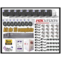 Kit 16 Cámaras de Seguridad Hikvision 5Mp P2p Audio Incorporado Completo